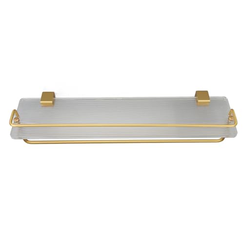Rjrjc Pływająca półka z drążkiem na ręczniki, montowany na ścianie, akrylowy, aluminiowy, łazienkowy wieszak na ręczniki do salonu, kuchni, sypialni (50Q)