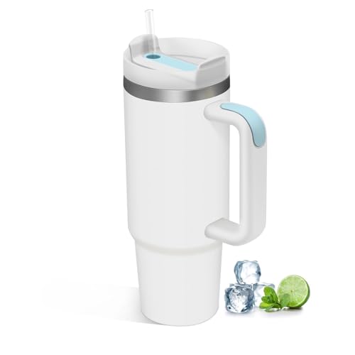 COZOME Tazza Termica 880ml,Tazza Termica da Viaggio con manico,Tazza con Cannuccia Privo di BPA acciaio inox per acqua, caffè, tè, ufficio, auto