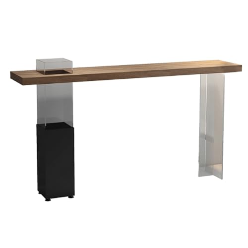 QSNYJPL Mesas Altas de Madera Maciza, Mesa de Bar Cuadrada con Patas de Acrílico y Hierro en Forma de Flor de Altura de Barra para Bistró, Sala de Estar, Diseño Conectable(140cm/55in)