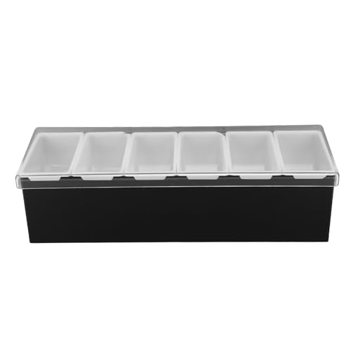 XHTLLO 6 Compartment Fruit Holder with Lid, ABS Multifunctional Condiment Caddy for Kitchen Bar KTV, Easy to Cleaned