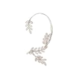 InfinityAK - Silver Leaf Clip On Earring Non Pierced For Women Leaf Dangle Bling Ear Cuff Earring Gi
