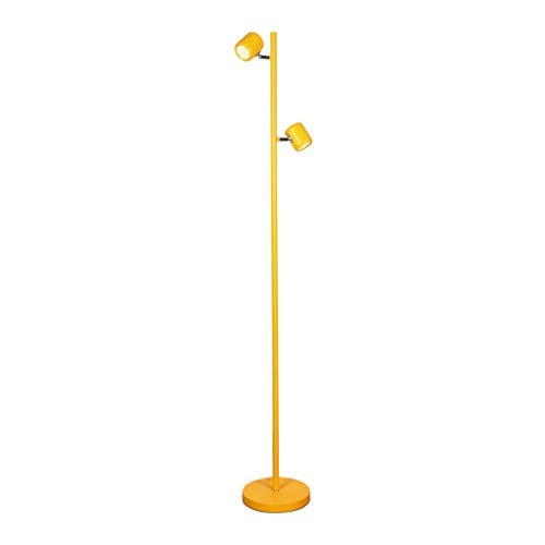 Lampada da terra moderna regolabile a doppia testa Touch Dimmer Design minimalista in metallo giallo Luce da terra per soggiorno Lampada a colonna contemporanea Elegante decorazione per la casa