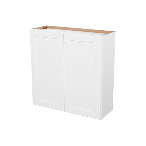 Image of Furinno Shaker Wall Kitchen Cabinet 2 Doors-2 Shelves, Ready to Assemble, 12 D x 36 W x 36 H, White