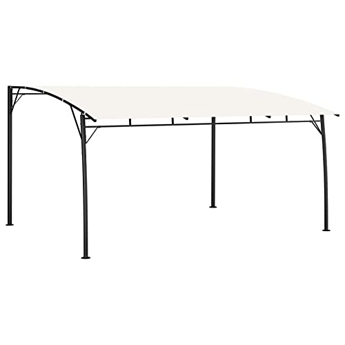 Tidyard Gazebo,Pegolato,Pergola,Padiglione,Parasole,da Giardino,in Tessuto,Crema,Struttura in Acciaio,4x3x2,55 m,Gazebo da Giardino con Struttura in Acciaio,Gazebo da Parete