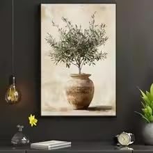 DIHANSM Olivenbaum in Vase Leinwandbild, wasserfest, Wanddekoration für Wohnzimmer (70x100cm/ungerahmt)