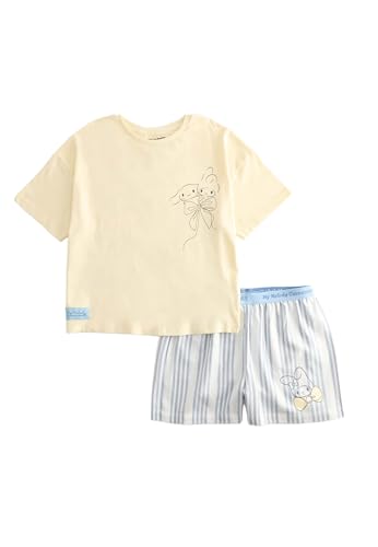 Marks & Spencer Cinnamoroll™ Schlafanzug Regular Fit Blasses Gelb 158 | Ärmellänge: Kurzarm, Rundhalsausschnitt, Zum Reinschlüpfen, Leicht