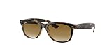 Ray-Ban RB2132 710/51 52MM NEW WAYFARER Square Sunglasses For Men For Women +BUNDLE with ACCESSORY EYEWEAR KIT(Light Havana/Crystal Lens Clear Gradient Brown)+
