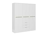 Vente-unique-Armario de 6 Puertas y 3 cajones - An.180 cm - Blanco - PEROLI