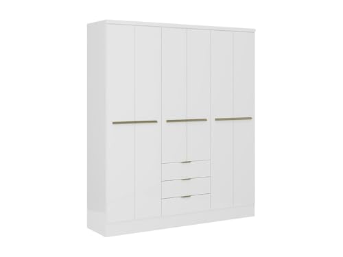 Vente-unique -Armario con 6 Puertas y 3 cajones - 180 cm- Blanco - PEROLI