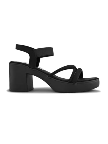 Image of XE Looks Women's Block Heel Sandals with Elastic Ankle Strap | Soft Cushioned Footbed | Open Toe Comfortable Heeled Sandals for Girls & Women | Stylish Supportive Heel Footwear