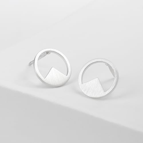 Boma Jewelry Sterling Silver Geometric Circle Triangle Stud Earrings with Brushed Matte Finish3