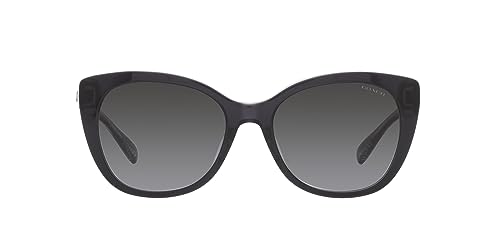 Coach HC8365U Universal Fit Sunglasses, Black/Transparent Grey/Grey Gradient, 55 mm