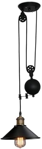 REMAZ Chandeliers,Rural Pulley Chandelier Retro Wrought Iron Lights Restaurant Bar Bedroom Read Industry Stretch Lift Hanging Lights E27 Light Source Chandelier Height Adjustable