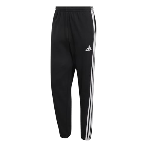 adidas Hombre Essentials 3-Stripes French Terry Tapered Cuffed Pants, Black/White, XS Short
