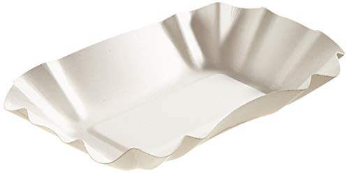 Papstar Schalen / Schüsseln pure weiß (250 Stück) eckig 9 x 14 x 3 cm TÜV-zertifiziert aus 100% Frischfaserkarton kompostierbar lebensmittelecht #11303