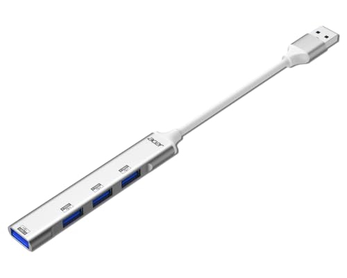Image of Acer MultiLink 4-in-1 USB Hub with 1 x USB 3.0 & 3 x USB 2.0 Ports | Up to 5Gbps High-Speed Data Transfer | Plug & Play Portable Aluminum USB Splitter for Laptop, PC, Desktop & Compatible USB Devices