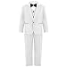 CHICTRY Completo da Bambino Elegante 4 Pezzi Blazer +Camicia con Fiocco + Gilet + Pantaloni Gentleman Suit Smoking Abito da Sposa Matrimonio Battesimo Festa di Compleanno Bianco 10 Anni