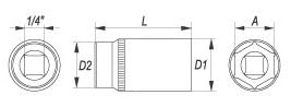 Image of Yato YT-1421 Hexagonal Deep Socket of Size 10mm & Length 50mm Suitable for 1 /4 inch Socket Wrench Set CrV Chromium Mirror Plated Steel Socket Tool Used as Home & Mechanical Tools