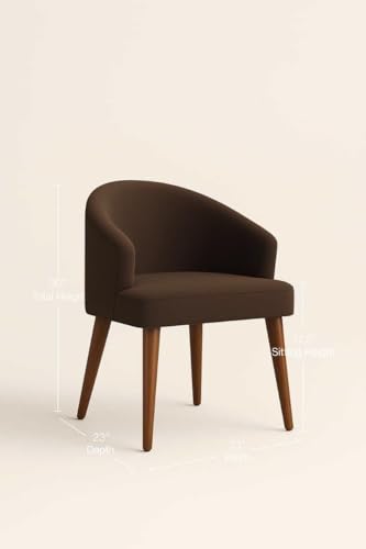 Image of WOODEN SPACE Velvetine Arm Chair for Living Room | Pure Sheesham Wood Legs & Premium Velvet Fabric | Vintage Accent Chair for Home & Office (Brown Pack of 6)