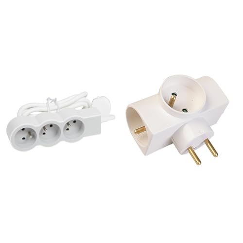 Legrand - Rallonge multiprise Extra-Plate avec 3 Prises de Courant avec Terre avec Cordon 1,5m - Blanc et Gris Clair & Multiprises Triplite latérale, 3 Prises...