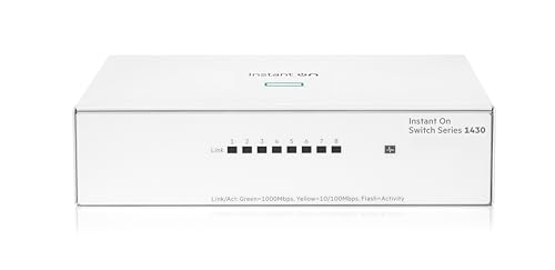 Image of HPE Networking Instant On Switch Series 1430 8-Port Gb Unmanaged Layer 2 Ethernet Switch | 8X 1G | Fan-Less | US Cord (R8R45A#ABA)