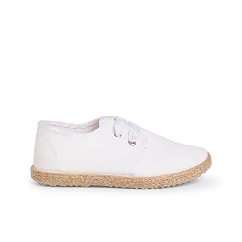 Pisamonas Chaussures Derbies Façon Espadrille avec Effet Satiné Taille 24 Couleur Blanc
