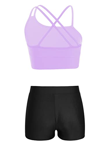 Kids Girls' 2 Pieces Dance Outfit Sport Crop Top Bra with Shorts Set Sports Workout Gymnastics Outfits2