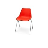 piètement 4 Hille Chaise en Plastique Lumineux Orange Robin Day Poly Chrome + £19