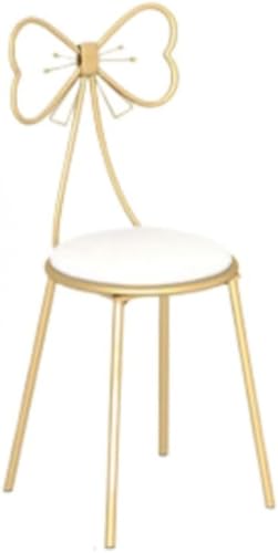 Xiraivkeドレッサーチェア スツール ダイニングデスク化粧椅子 ラウンジ メイクアップ イス鏡台用 創造的なリボンの形の装飾背もたれ椅子ゴールデンレザー フランネル 柔らかい 寝室 化粧台 美容院 家庭用