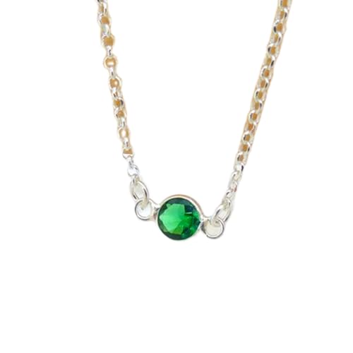 Pendentif émeraude naturelle 5mm et collier en argent 925