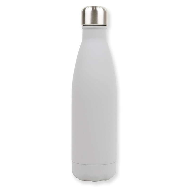 Just Giftz | Insulated Stainless Steel Water Bottle 500ml – Double Wall Vacuum Flask | Keeps Drinks Hot 12Hr & Cold 24Hr | Leak Proof, No Sweat, BPA Free | Reusable Travel Bottle – Light Grey