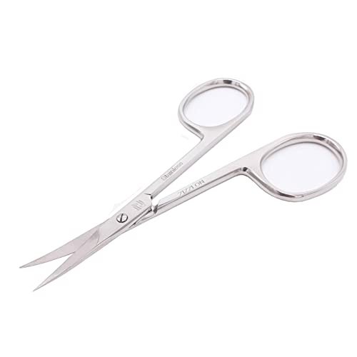 Cuticle Scissors Extra Fine Curved Stainless Steel Eyebrow Scissors, Professional Grooming Scissors For Beard, Nose Hair, Eyelash, Mustache, Dry Skin - Manicure Scissors #TOP5