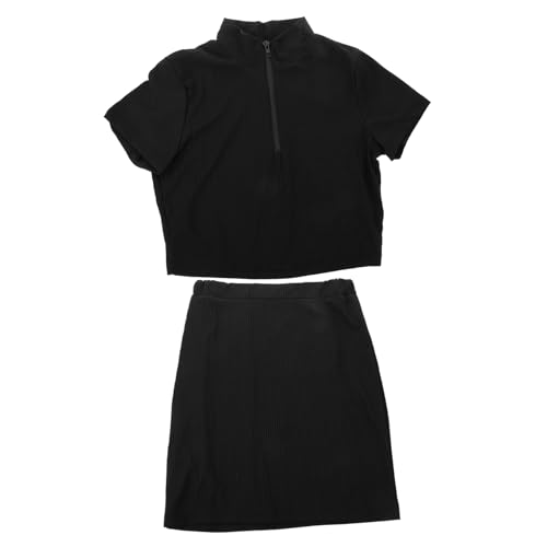 Conjunto de verano elástico de top corto y falda ajustada que realza la silueta femenina