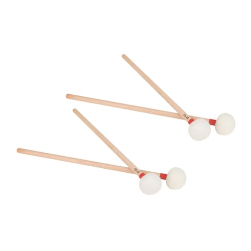Baguettes de timbales feutre blanc et mailloches manche bois 4 pièces