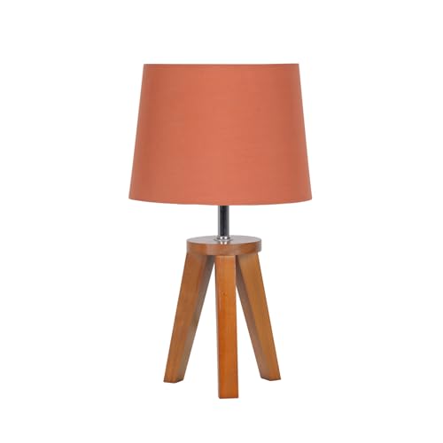 Corep Lampe bois brun et mandarine YOGA forme trépied - esprit scandinave