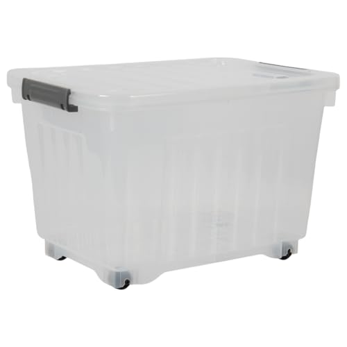 Jolie Max 16L Storage Boxes with Wheels, Durable Plastic Storage Containers with Lids, Stackable & Nestable Design with Side Latching Buckles, Transparent – 38.5 x 28 x 26 cm (1)
