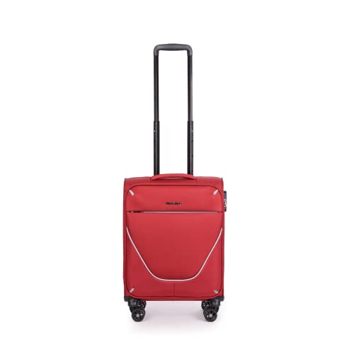 Stratic Strong Koffer Weichschale Reisekoffer Trolley Rollkoffer Handgepäck, 4 Rollen, Größe S, Rot