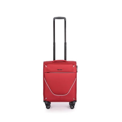Stratic Strong Koffer Weichschale Reisekoffer Trolley Rollkoffer Handgepäck, 4 Rollen, Größe S, Rot