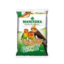 Mezcla Manitoba para inseparables, pienso completo para loros inseparables y cacatúas, semillas de calidad italiana, desempolvado | 1 paquete de 4 kg