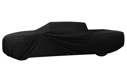 Image of SR1 Performance USA Ultraguard F150 Truck Cover 2001-2026 - Custom Fit Indoor Outdoor Pickup Cover, Breathable Water Resistant, UV Sun Protection, Soft Lining, Storage Bag (Black w /Red Stripes)