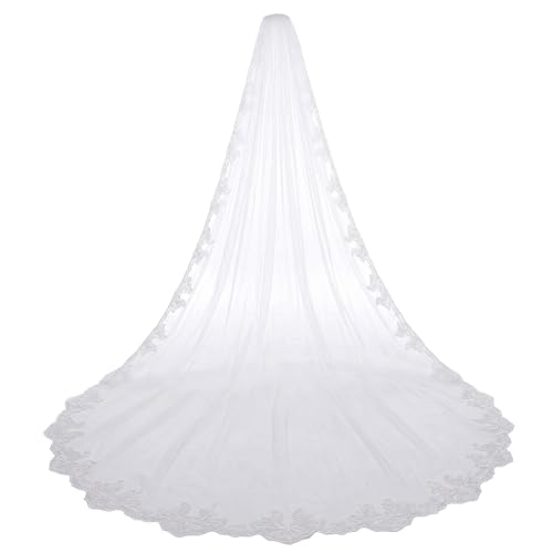 Velo de novia de encaje catedral para el camino al altar más romántico