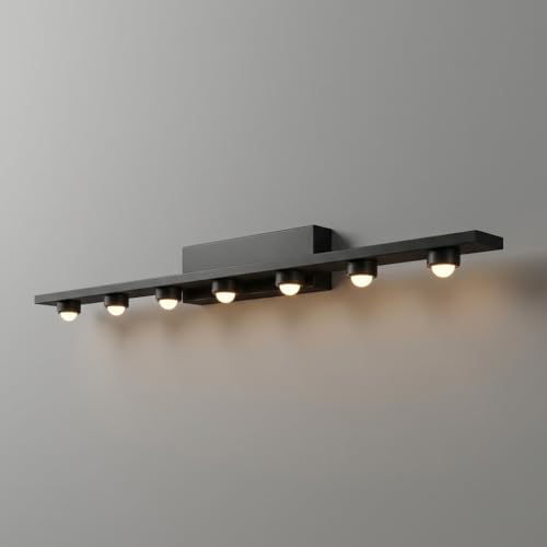 Image of Modern Mirror Light with 7 LED Heads | 3 Color LED Wall Light for Bathroom & Living Room | Metal Wall Mount Vanity Light Fixture for Home Decoration | Indoor Use Only