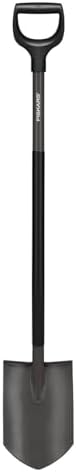 Fiskars 1070639 Pointed Spade for Hard and Stony Soils, Length: 125 cm, Boron Steel, Grey/Black, Ergonomic
