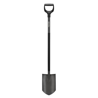 Fiskars 1070639 Pointed Spade for Hard and Stony Soils, Length: 125 cm, Boron Steel, Grey/Black, Ergonomic