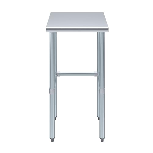 Image of AmGood Stainless Steel Work Table Open Base | Metal Work Bench (Stainless Stee Table Open Base, 18 inch Long x 18 inch Deep)