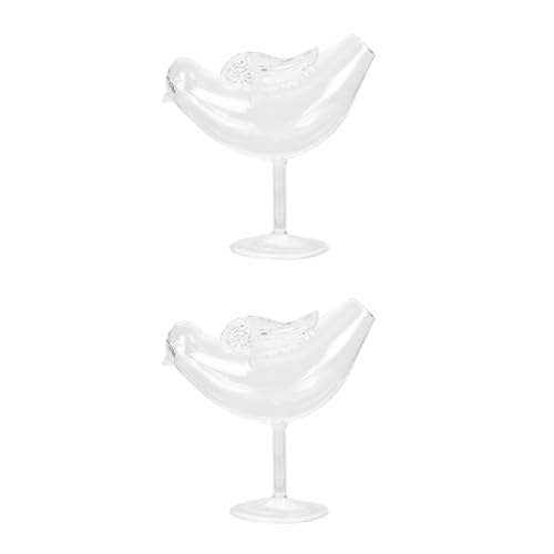 ULTECHNOVO 2 Piezas Copa de Cóctel de Vidrio con Diseño de Pájaro Vaso Decorativo Translucido para Bebidas y Celebraciones para Decoración de Fiestas y