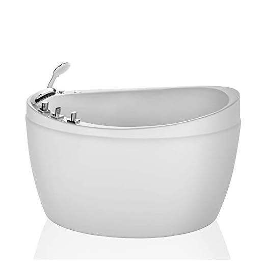 Empava 59 in. Freestanding Air Jets Bathtub Mirco Bubble Hydrotherapy Oval Japanese SPA Tub, White
