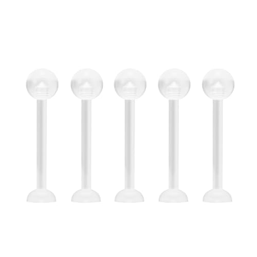 8G/10G/12G/14G/16G/18G Bioplast Clear Flat Tongue Nipple Ring Flexible Retainers Spacers Labret Bar