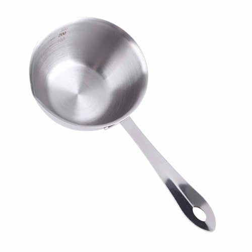 Stainless Steel Milk Warmer Pot, Flat Induction Base for Melting Cheese Chocolate Caramel 300ML Pot for Home Use 300ML Pot for Home Use
