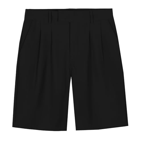 Men's Casual Dress Shorts Comfortable Breathable Slim Fit Chino Pants for Business Leisure and Outdoor (Black, 36)